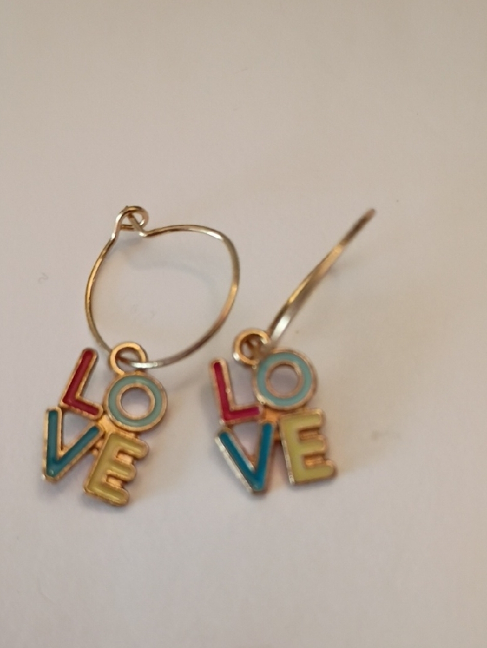 Clearance Gold-Tone 'LOVE' Multicolor Enamel Hoop Earrings